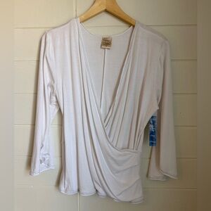 Autumn Teneyl Designer Made in Colorado Drape 3/4 Sleeve Organic White Sz Large